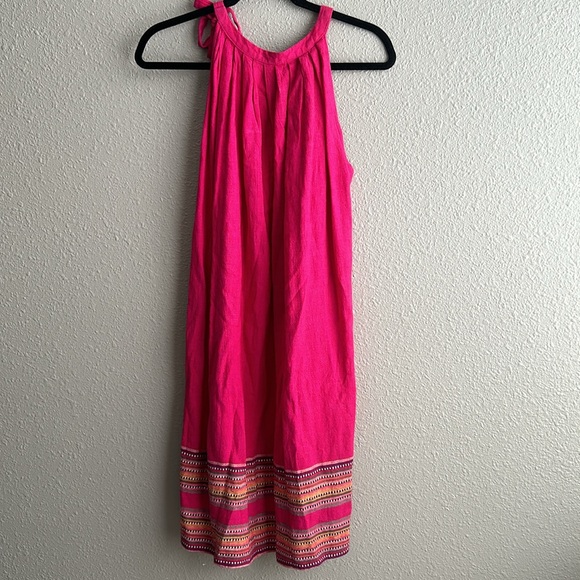 For Cynthia linen high neck side‎ tie shift dress - Picture 2 of 7